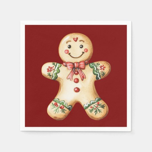 Schattige kerst gingerbread rood servet (Voorkant)