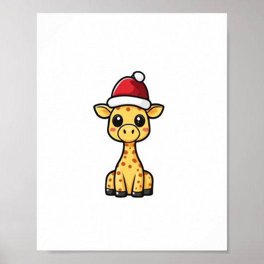 Schattige Kerst-giraffe-strip Poster (Voorkant)