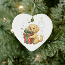Schattige Kerst Golden Retriever Pup Die Een Cadea