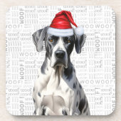 Schattige Kerst Grote Deen Woof Word Art Bier Onderzetter (Voorkant)