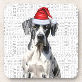 Schattige Kerst Grote Deen Woof Word Art Bier Onderzetter