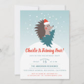 Schattige Kerst Hedgehog Kind Verjaardagsfeest Kaart (Voorkant)