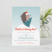 Schattige Kerst Hedgehog Kind Verjaardagsfeest Kaart (Staand voorkant)