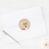 Schattige Kerst Herten Rustiek Land Vakantie Custo Ronde Sticker (Envelop)