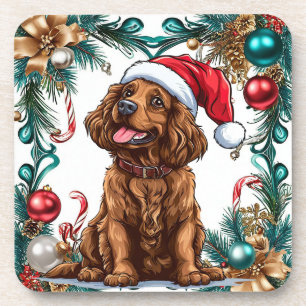 Schattige kerst hond bier onderzetter