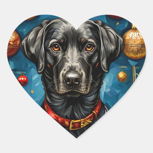 Schattige kerst hond hart sticker (Voorkant)