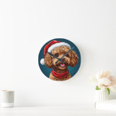 Schattige kerst hond ronde klok (Huis)