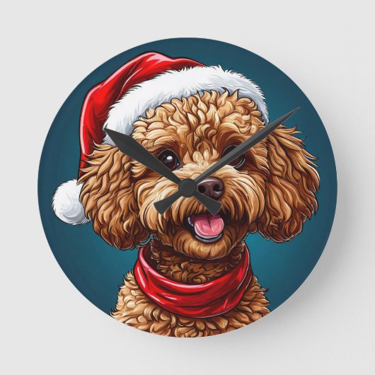 Schattige kerst hond ronde klok (Voorkant)