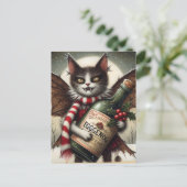 Schattige kerst horror Kat fee met eierpunch Briefkaart (Staand voorkant)