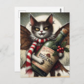Schattige kerst horror Kat fee met eierpunch Briefkaart (Voorkant / Achterkant)