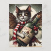 Schattige kerst horror Kat fee met eierpunch Briefkaart (Voorkant)