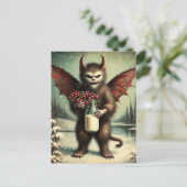 Schattige Kerst Horror Krampus Kat Fairy Briefkaart (Staand voorkant)
