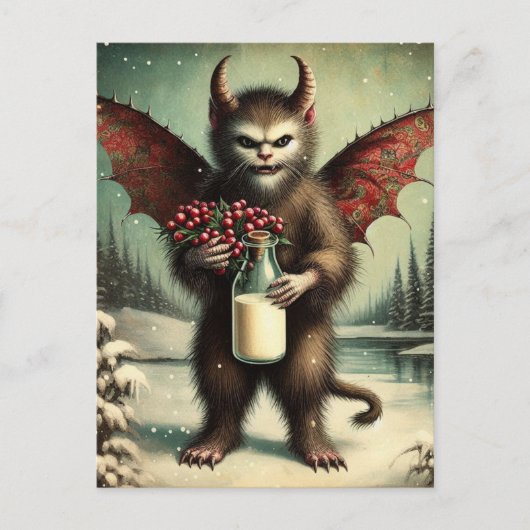 Schattige Kerst Horror Krampus Kat Fairy Briefkaart (Voorkant)
