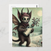 Schattige kerst horror Krampus met melk Briefkaart (Voorkant / Achterkant)