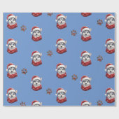 Schattige kerst Husky Cadeaupapier (Vlak)