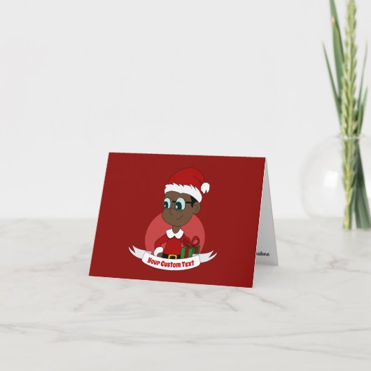 Schattige kerst jongen cartoon kaart (Voorkant)