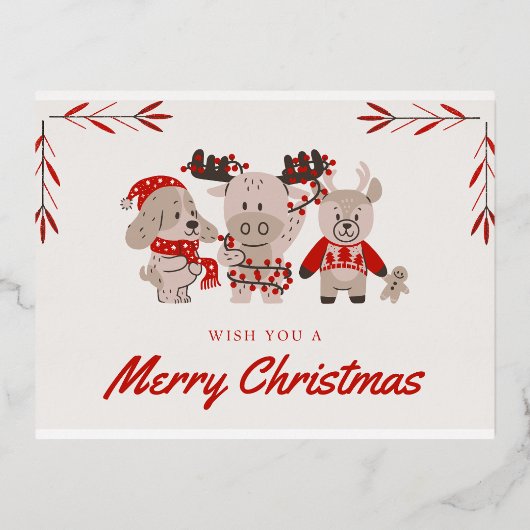 Schattige kerst Kaart met leuke personages (Voorkant)