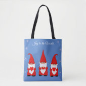 Schattige Kerst Kabouters op Blauwe Tote Bag (Voorkant)