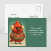 Schattige Kerst Kardinaal Kinderen Feestdagenkaart (Voorkant / Achterkant)