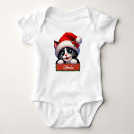 Schattige Kerst Kat Design Baby Bodysuit