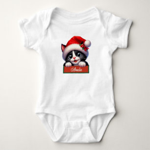 Schattige Kerst Kat Design Baby Bodysuit