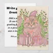 Schattige Kerst Kat Waterverf Feestdagenkaart (Voorkant / Achterkant)