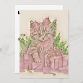  Schattige Kerst Kat Waterverf Feestdagenkaart (Voorkant / Achterkant)