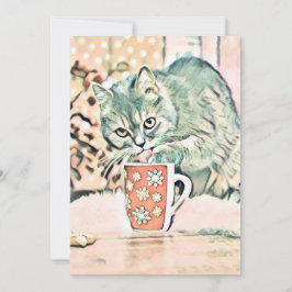  Schattige Kerst Kat Waterverf Feestdagenkaart