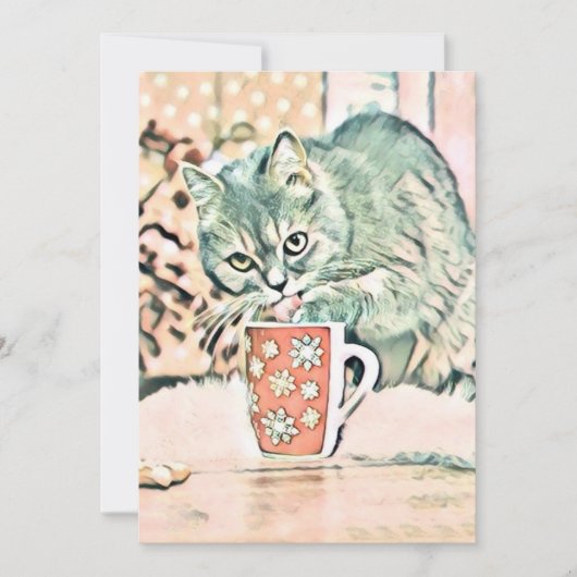  Schattige Kerst Kat Waterverf Feestdagenkaart (Voorkant)