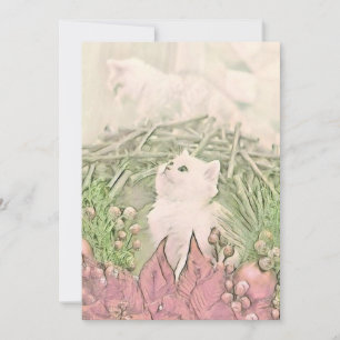  Schattige Kerst Kat Waterverf Feestdagenkaart