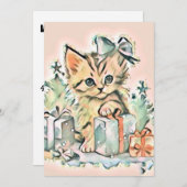  Schattige Kerst Kat Waterverf Feestdagenkaart (Voorkant / Achterkant)