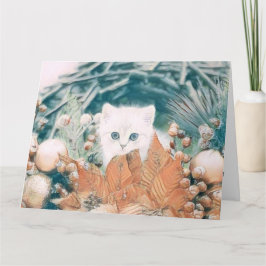  Schattige Kerst Kat Waterverf Kaart