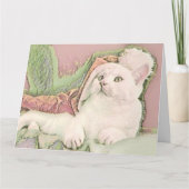 Schattige Kerst Kat Waterverf Kaart (Voorkant)