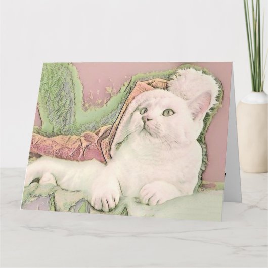  Schattige Kerst Kat Waterverf Kaart (Voorkant)