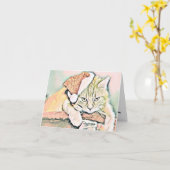  Schattige Kerst Kat Waterverf Kaart (Gele Bloem)