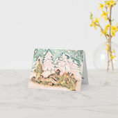  Schattige Kerst Kat Waterverf Kaart (Gele Bloem)