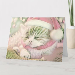  Schattige Kerst Kat Waterverf Kaart