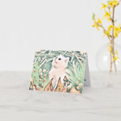  Schattige Kerst Kat Waterverf Kaart (Gele Bloem)