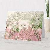  Schattige Kerst Kat Waterverf Kaart (Voorkant)