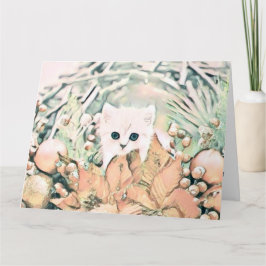  Schattige Kerst Kat Waterverf Kaart
