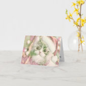  Schattige Kerst Kat Waterverf Kaart (Gele Bloem)