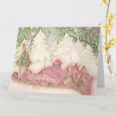 Schattige Kerst Kat Waterverf Kaart (Gele Bloem)