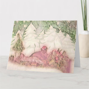 Schattige Kerst Kat Waterverf Kaart