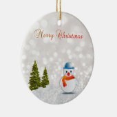 Schattige kerst, kerstboom, Snowman Keramisch Ornament (Rechts)