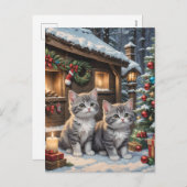 Schattige kerst Kittens en kerstboom Feestdagenkaart (Voorkant / Achterkant)