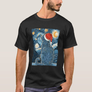 Schattige Kerst Kitty Kerstman Kat Sterrennacht Ka T-shirt