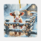 Schattige Kerst Koe Kerstdag Persoonlijk Keramisch Ornament (Voorkant)