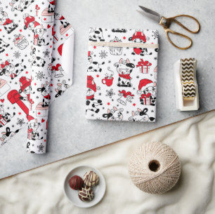 Schattige Kerst Koe Stier Cadeaupapier