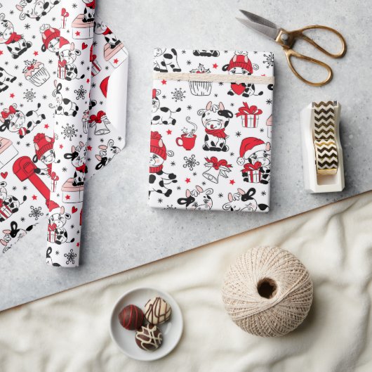 Schattige Kerst Koe Stier Cadeaupapier (Crafts)