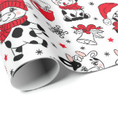 Schattige Kerst Koe Stier Cadeaupapier (Rol Hoek)